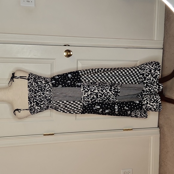 Sandy Liang Dresses & Skirts - Sandy Liang x Target Black White Gingham Floral Patchwork Midi Dress S NWT